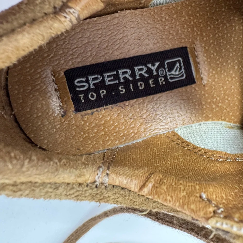 Sperry Top Sider Tevin Suede Shoes Tie Up Dress‎ Shoe, Khaki, toddler size 6.5W